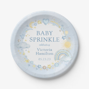Boy Watercolor Rainbow Baby Sprinkle Pappteller