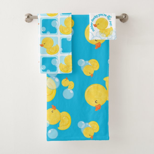 Boy Watercolor Rubber Duck Badhandtuch Set (Insitu)