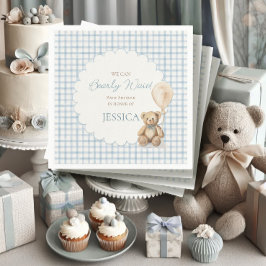 Boy We Can Bearly Wait Teddy Bear Baby Shower Serviette