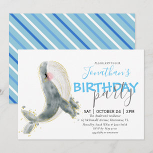 Boy Whale Birthday Einladung