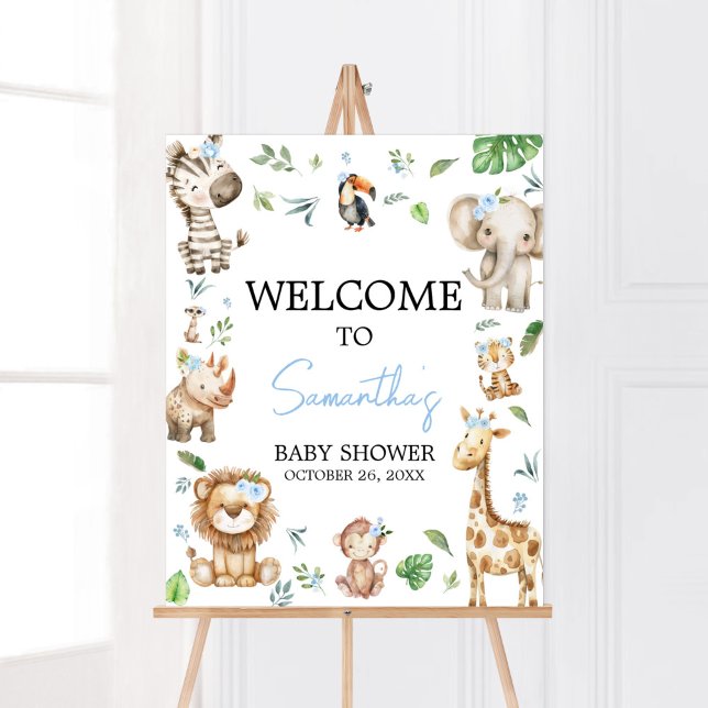 Boy Wild One Safari Baby Dusche Willkommen Poster (Safari Wild One Baby Shower Welcome Sign)