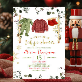 Boy Winter Clothes Merry Little Baby Shower Einladung