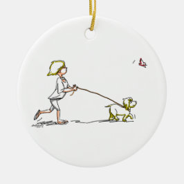 BoY WiTh DoG Keramik Ornament