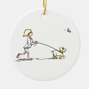 BoY WiTh DoG Keramik Ornament