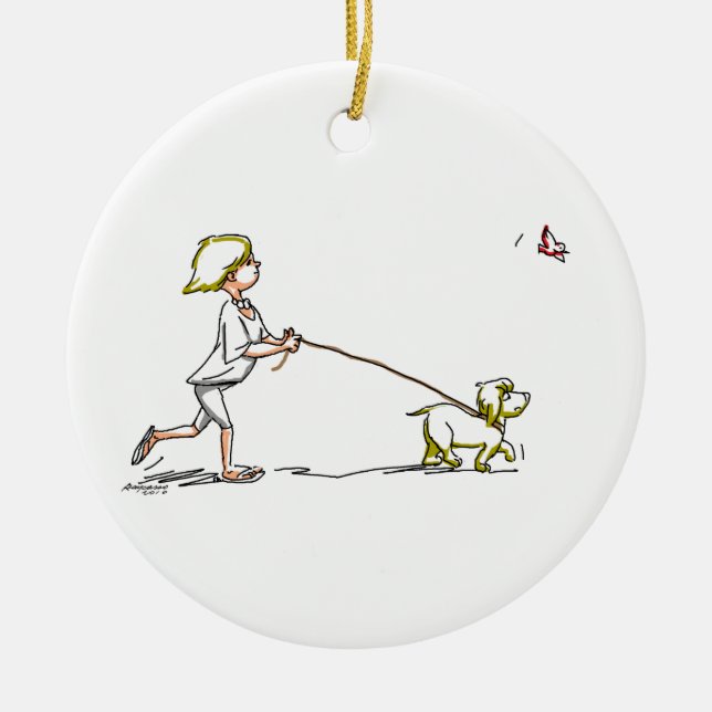 BoY WiTh DoG Keramik Ornament (Vorne)