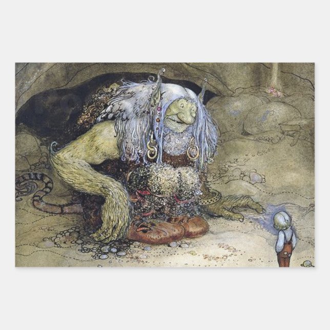 "Boy with Troll" von John Bauer Geschenkpapier Set (Vorderseite)