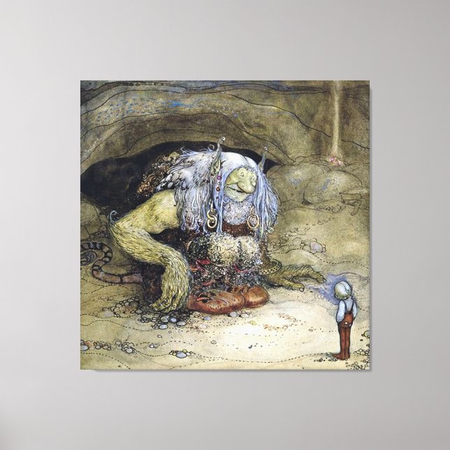 "Boy with Troll" von John Bauer Leinwanddruck (Vorderseite)