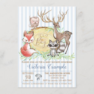 Boy Woodland Animal Baby Dusche Einladung