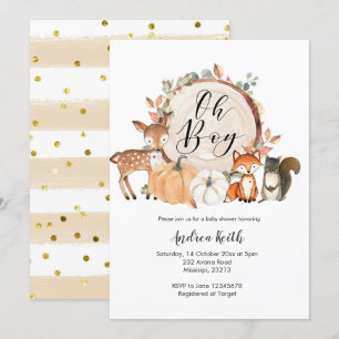 Boy Woodland Kürbis Baby Dusche Einladung