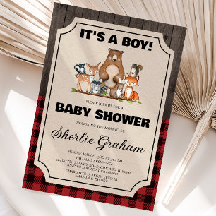 Boy Woodland Lumberjack Baby Dusche Einladung