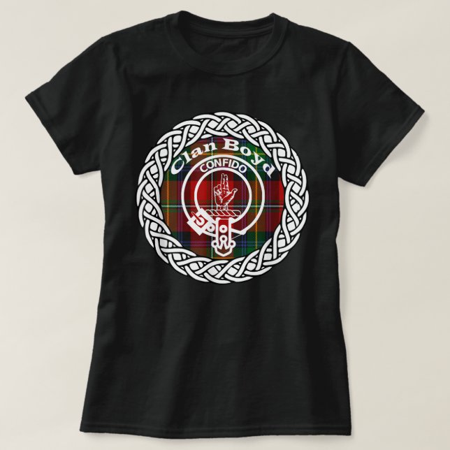 Boyd Familienname Scottish Clan Tartan Wappen Abze T-Shirt (Design vorne)