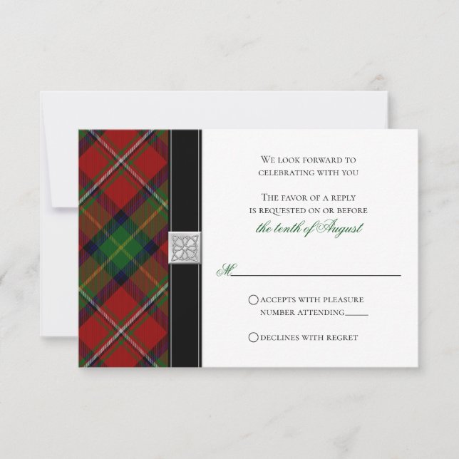Boyd Tartan Scottish Celtic Wedding RSVP Antwort Einladung (Vorderseite)