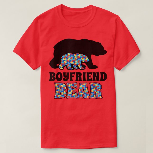 Boyfriend Bear Autismus Bewusstsein T-Shirt (Design vorne)