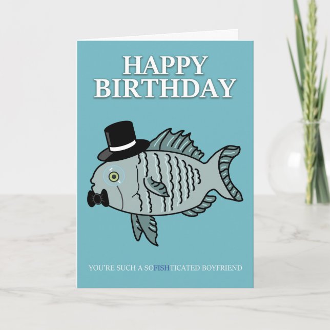 Boyfriend Birthday Fish Puke Joke Karte (Vorderseite)