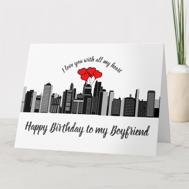 Boyfriend Birthday Liebe my Heart City Stream Karte (Vorderseite)