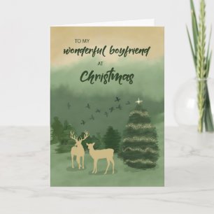 Boyfriend Christmas Green Landscape with Tree Karte