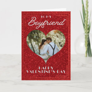 Boyfriend Custom Foto Glitzer Valentine Card Karte