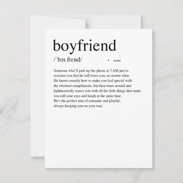 Boyfriend Definition Valentinstag Karte (Vorderseite)