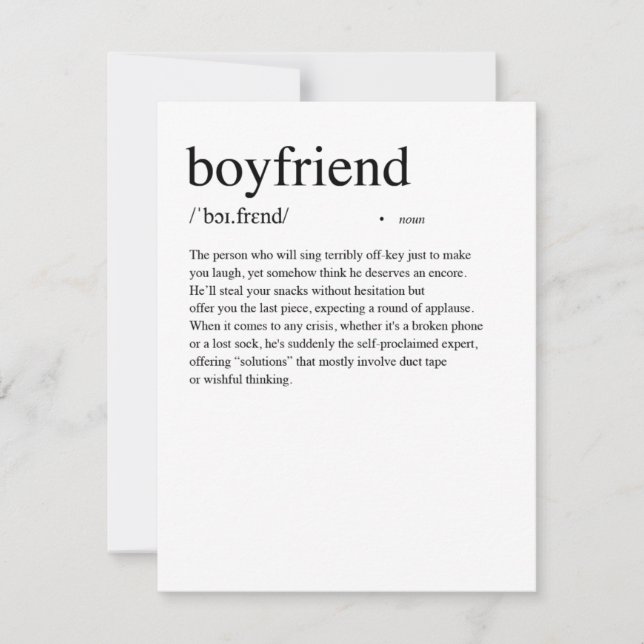 Boyfriend Definition Valentinstag Karte (Vorderseite)