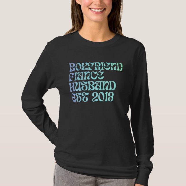 Boyfriend Fiance Husband Est 2013 Wedding Annivers T-Shirt (Vorderseite)