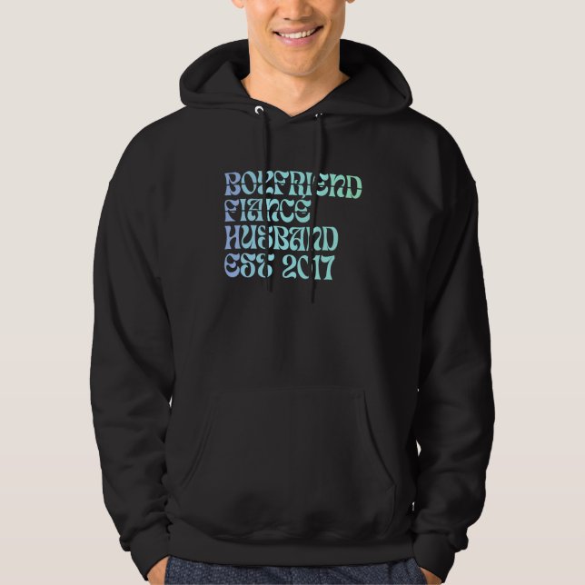 Boyfriend Fiance Husband Est 2017 Wedding Annivers Hoodie (Vorderseite)