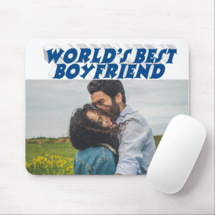 Boyfriend-Foto mit blauem Text Mousepad