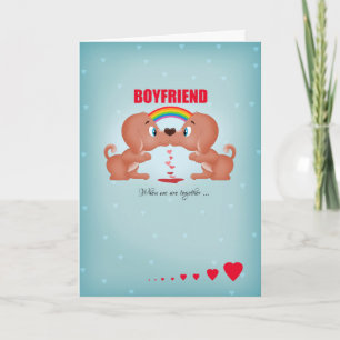 Boyfriend Gay Male Valentine's Day Küsst Hunde und Feiertagskarte