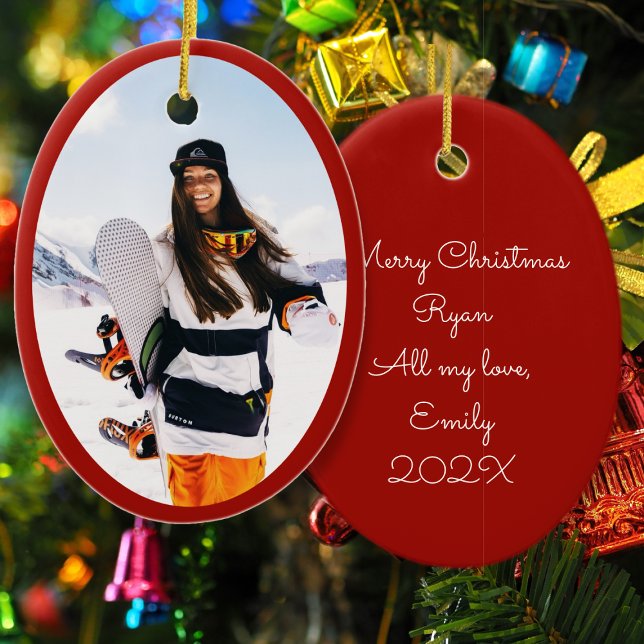 Boyfriend Girlfriend Oval Foto Christmas Keramik Ornament (Von Creator hochgeladen)