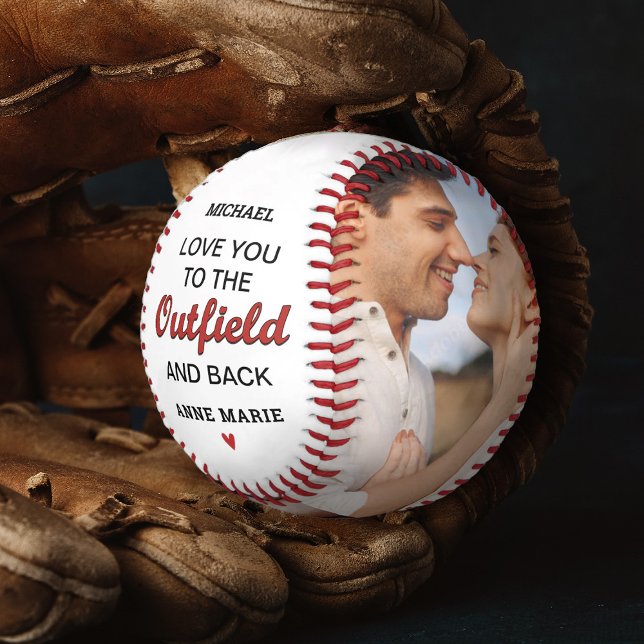 Boyfriend Love you to the Outfield and Back Photo Baseball (A Love you to the outfield and back photo baseball. Great gift for a boyfriend, for any occasion.)