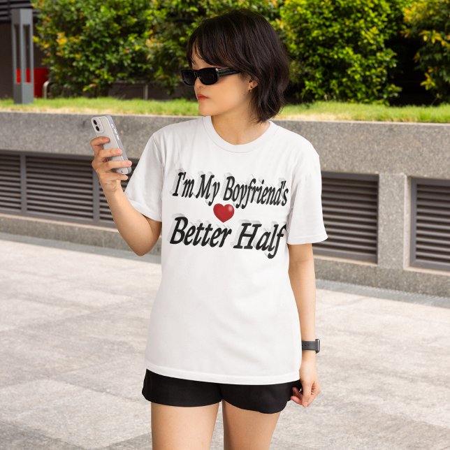 Boyfriend lustiger schwarzer Text T-Shirt (Von Creator hochgeladen)