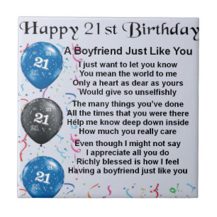 Boyfriend Poem - 21. Geburtstag Fliese