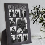 Boyfriend Together Forever Foto Collage Plaque Fotoplatte<br><div class="desc">Erinnerungen machen die besten Geschenke, Freunde werden diese nachdenkliche, moderne Collage-Plakette aus Foto Liebe, zum Valentinstag, Geburtstag, Jubiläum und jede andere besondere Mitgefühl. Die Plakette enthält 9 Fotos, den Vorlagentext "BOYFRIEND, FOREVER TOGETHER", über einen Chalkboard-Effekt-Hintergrund, personalisiert mit Ihren Namen und Jahr. Alle Stile und Farben des Schriftartes können geändert werden,...</div>