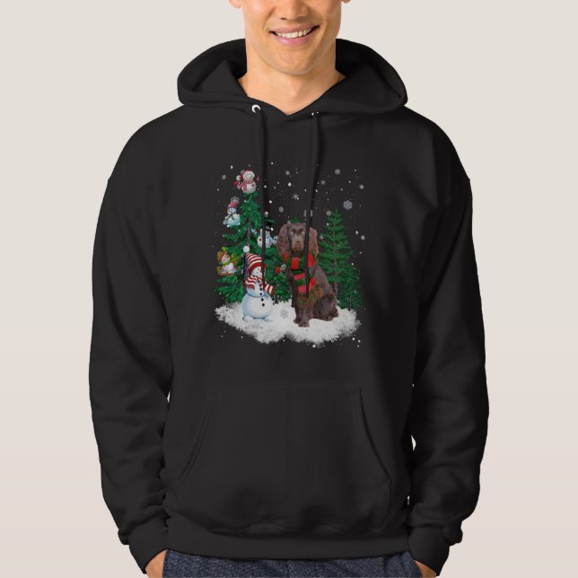 Boykin Spaniel Dog Christmas Snowman Xmas Tree Paj Hoodie (Vorderseite)