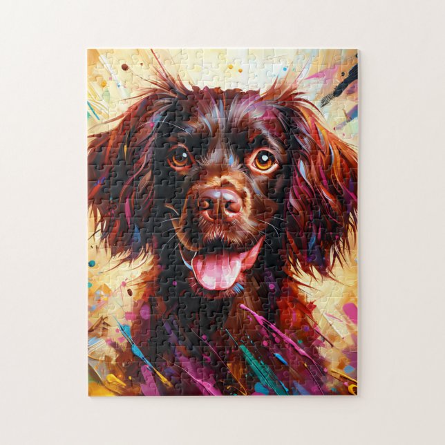 Boykin Spaniel Dog Portrait Akryllische Kunst Prin Puzzle (Vertikal)