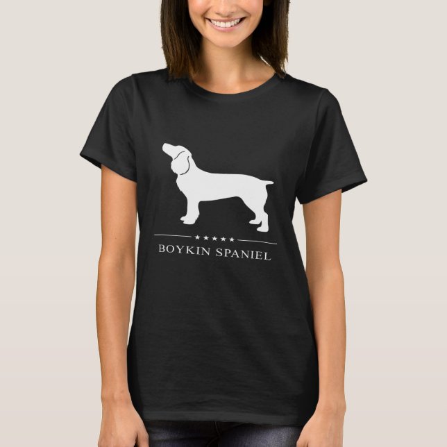 Boykin Spaniel Dog White Silhouette T-Shirt (Vorderseite)