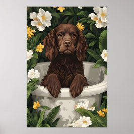 Boykin Spaniel im Badewannenposter, Lustiger Hund Poster