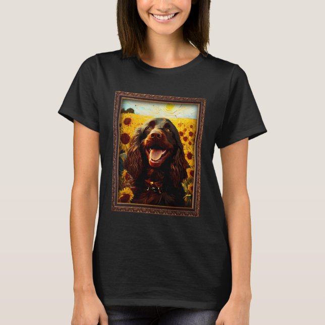Boykin Spaniel Painting Sunflower Flower Mom Women T-Shirt (Vorderseite)