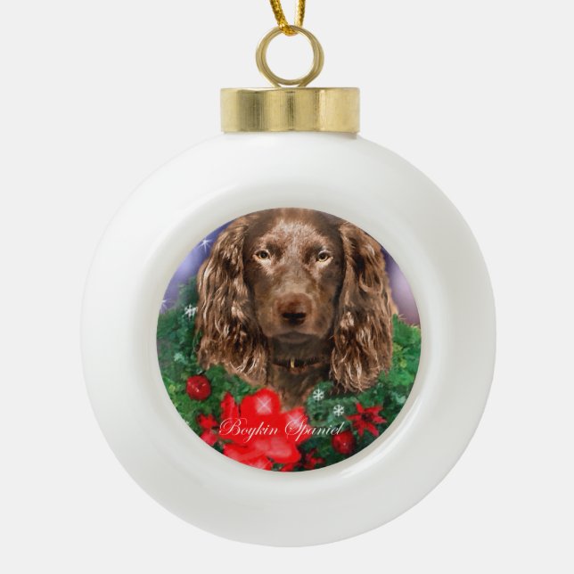 Boykin Spaniel Weihnachten Keramik Kugel-Ornament (Vorderseite)