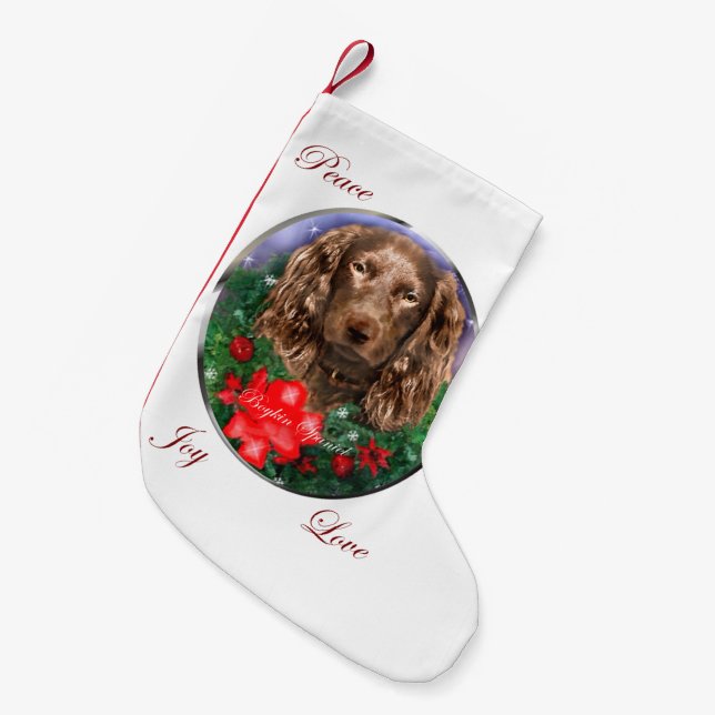 Boykin Spaniel Weihnachten Kleiner Weihnachtsstrumpf (Vorderansicht (hängend))