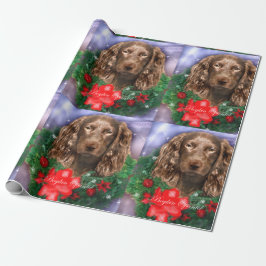 Boykin Spaniel Weihnachtskranz Geschenkpapier