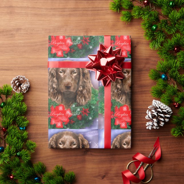 Boykin Spaniel Weihnachtskranz Geschenkpapier (Feiertagsgeschenk)