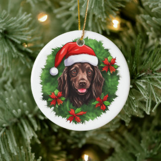 Boykin Spaniel Weihnachtskranz Keramik Ornament