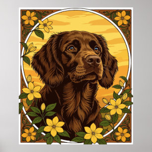 Boykin Spanisch und Yellow Jasmine-Blume Poster
