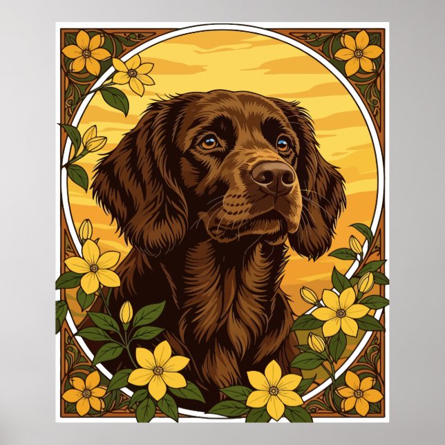 Boykin Spanisch und Yellow Jasmine-Blume Poster (Vorne)
