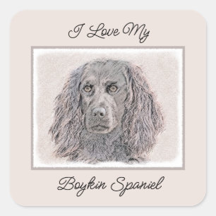 Boykin Spanischmalerei - Niedliche Original Dog Ar Quadratischer Aufkleber