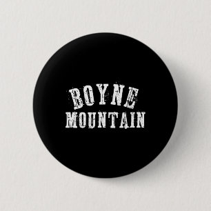 Boyne Mountain Rustic Bold Artisan Grungy Ski Skie Button