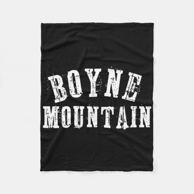 Boyne Mountain Rustic Bold Artisan Grungy Ski Skie Fleecedecke (Vorderseite)