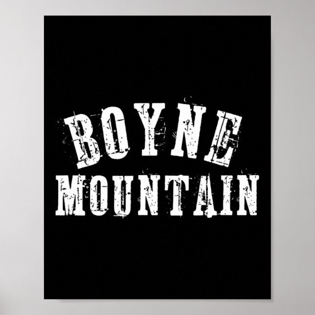 Boyne Mountain Rustic Bold Artisan Grungy Ski Skie Poster (Vorne)
