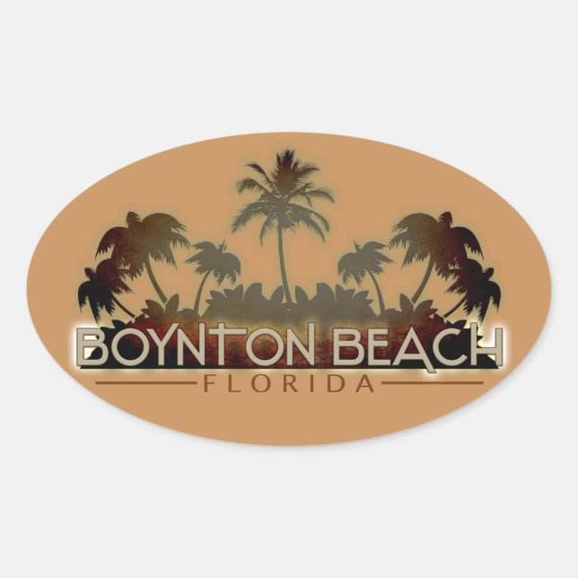 Boynton Beach Florida palme words oval Aufkleber (Vorderseite)