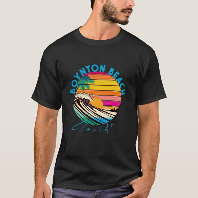 Boynton Beach Retro 1980s Style Florida Beach T-Shirt (Vorderseite)